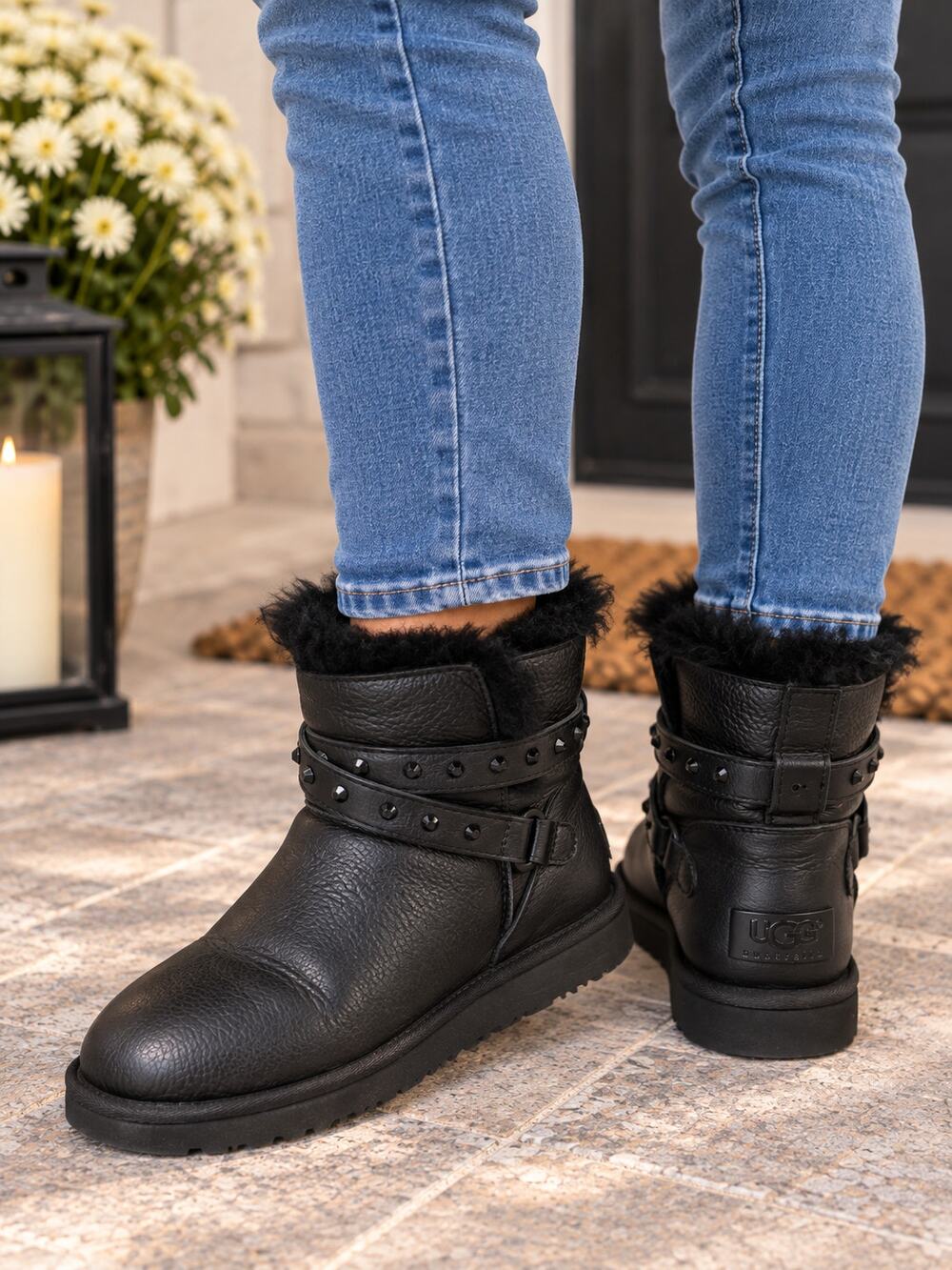 UGG Emersen boots size 7 studded harness strap around the ankle